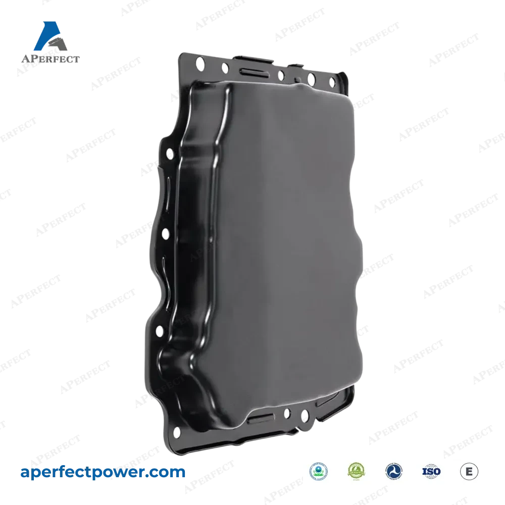 Aperfect oil pan 12654316 Chevy Cadillac Buick angled view