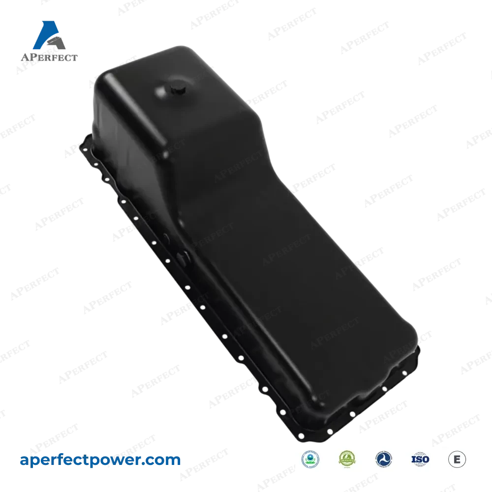 Aperfect oil pan 264-5012 GMC Freightliner Blue Bird angled view